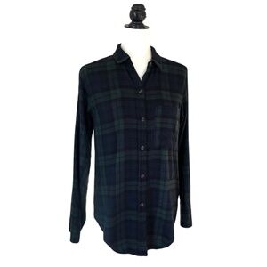 Abercrombie Boyfriend Flannel Shirt in Green/Navy